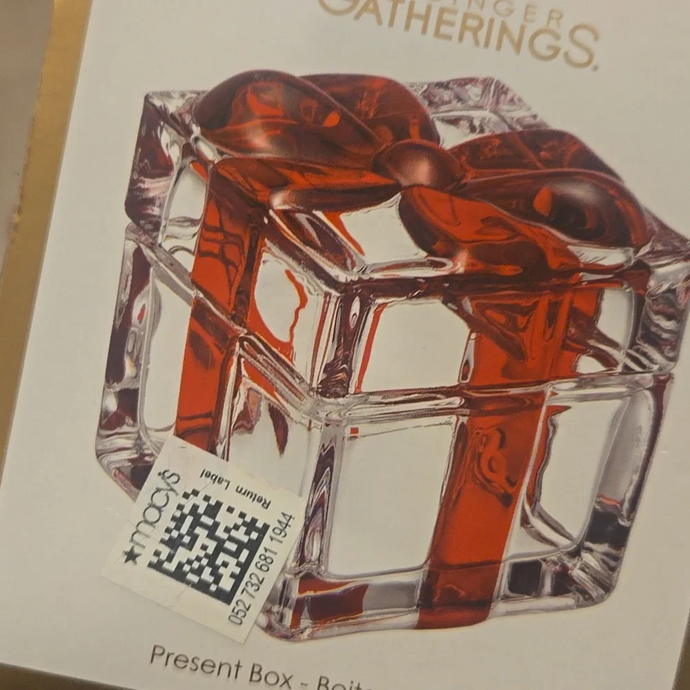 Godinger Gatherings Gorgeous Crystal/Red Ribbon Present Box - Picture 9 of 11